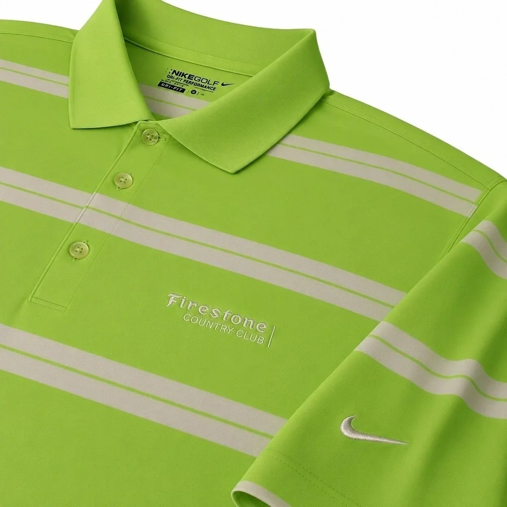 Nike Golf Polo Shirt Mens XL‎ Tour Performance Dri Fit Long Sleeve Striped Green